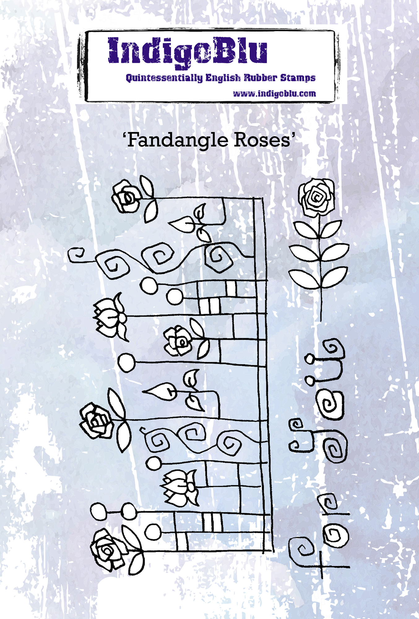 Fandangle Roses A6 Red Rubber Stamp by Kay Halliwell-Sutton